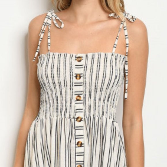 PIN STRIPE Smocked top dress - Picture 2 of 8